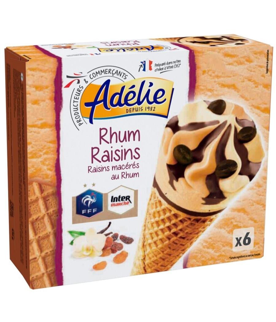 GLACE RAISINS MACERES AU RHUM ADELIE X6 720G