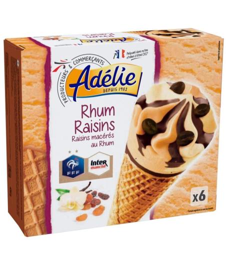GLACE RAISINS MACERES AU RHUM ADELIE X6 720G
