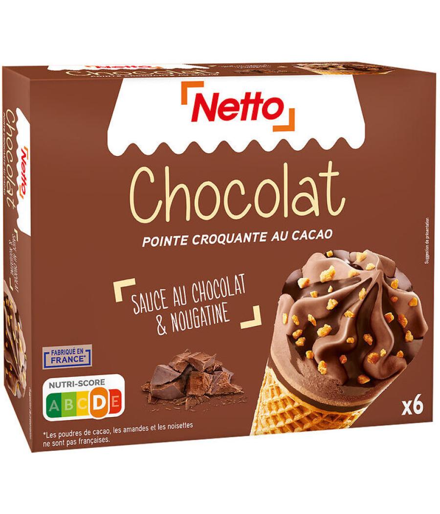 GLACE CHOCOLAT ET NOUGATINE NETTO X6 720G