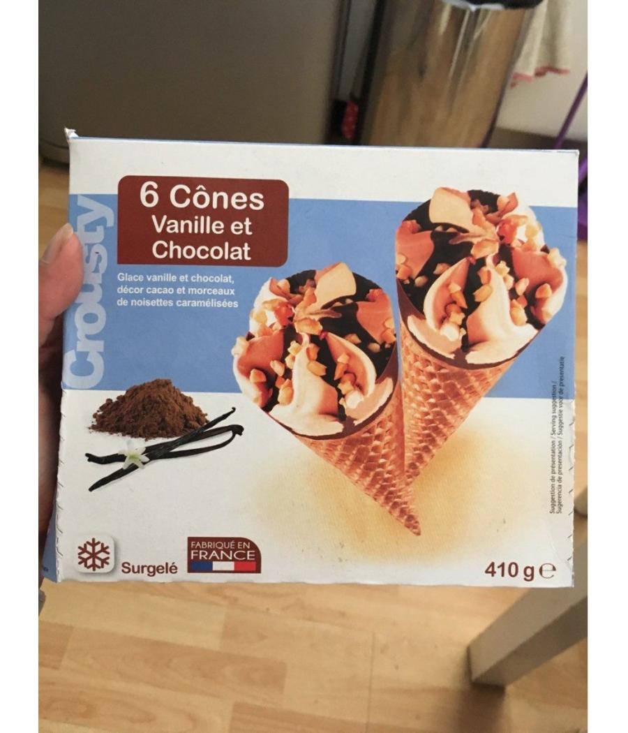 6 CONES VANILLE ET CHOCOLAT 410G