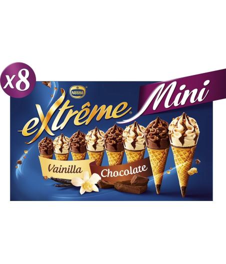 GLACE MINI CONES VANILLE CHOCOLAT NOUGATINE EXTREME NESTLE X8 312G