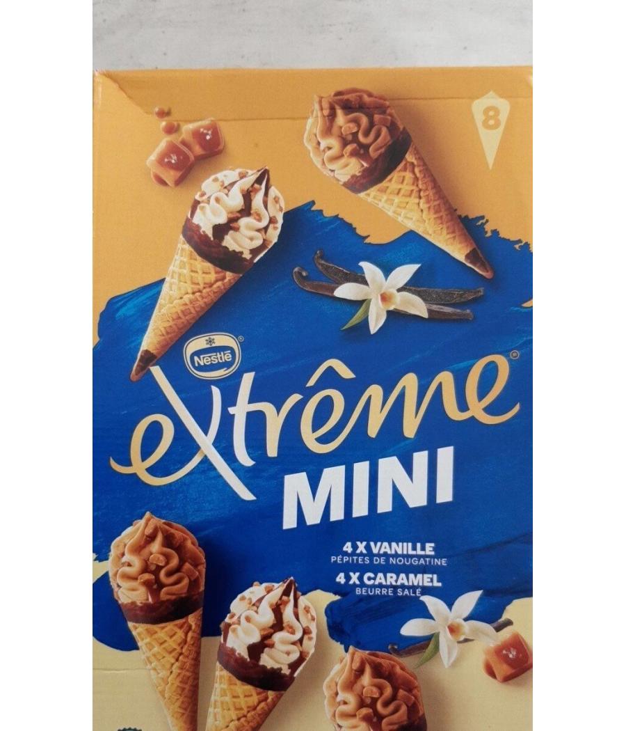 GLACE MINI CONES CARAMEL VANILLE EXTREME NESTLE 8X 312G