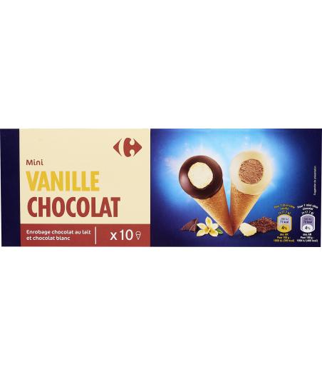 GLACE MINI CONES VANILLAE CHOCOLAT CARREFOUR X10 177G