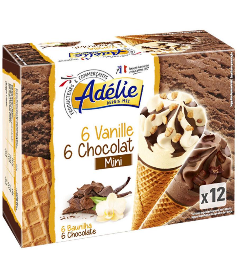 GLACE MINI CONES VANILLE CHOCOLAT ADELIE 6X 360G