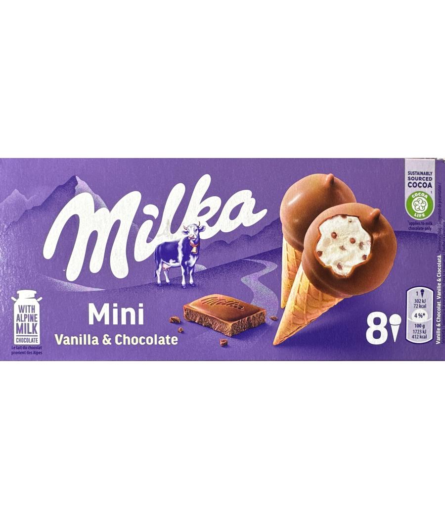 GLACE MINI CONES VANILLE CHOCOLAT MILKA X8 140G
