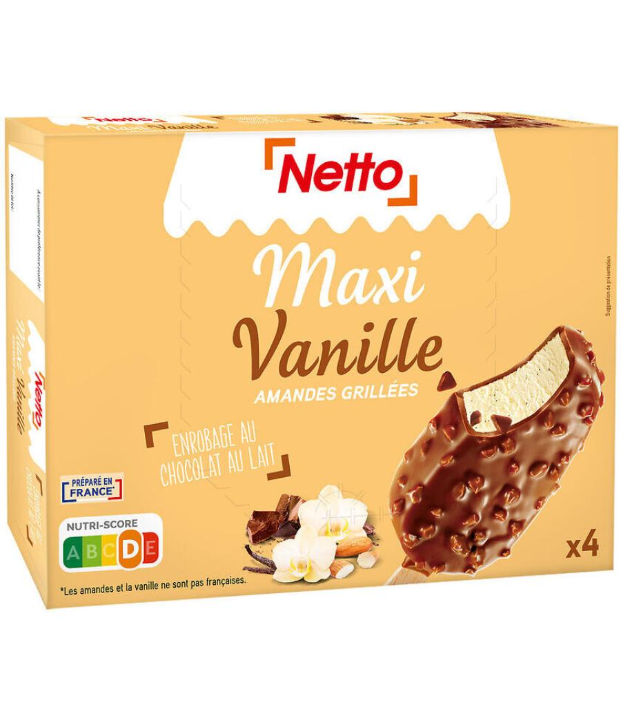 BATONNET VANILLE NETTO ENROBAGE CHOCOLAT AU LAIT  MAXI 4 X  480 G