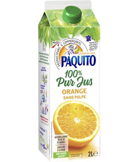 JUS D'ORANGE SANS PULPE PAQUITO 2L