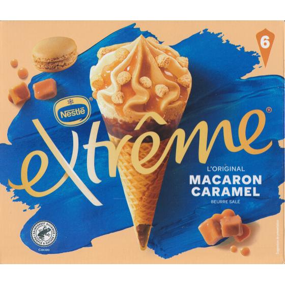 GLACE CORNET MACARON,CARAMEL ET POINTE DE SEL EXTREME BY NESTLE 396G