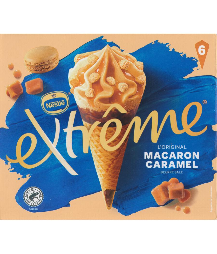 GLACE CORNET MACARON,CARAMEL ET POINTE DE SEL EXTREME BY NESTLE 396G