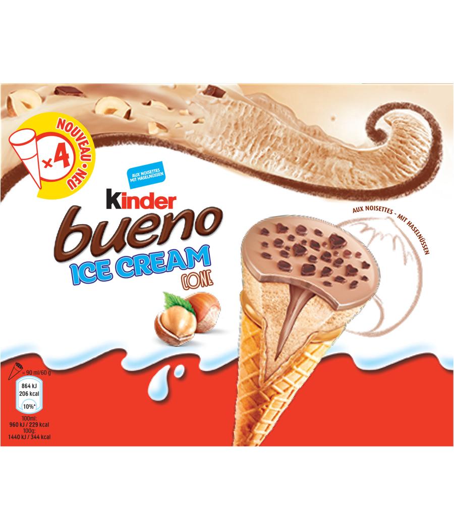 GLACE CORNET AUX NOISETTES ET CHOCOLAT SAVEUR BUENO KINDER  240G