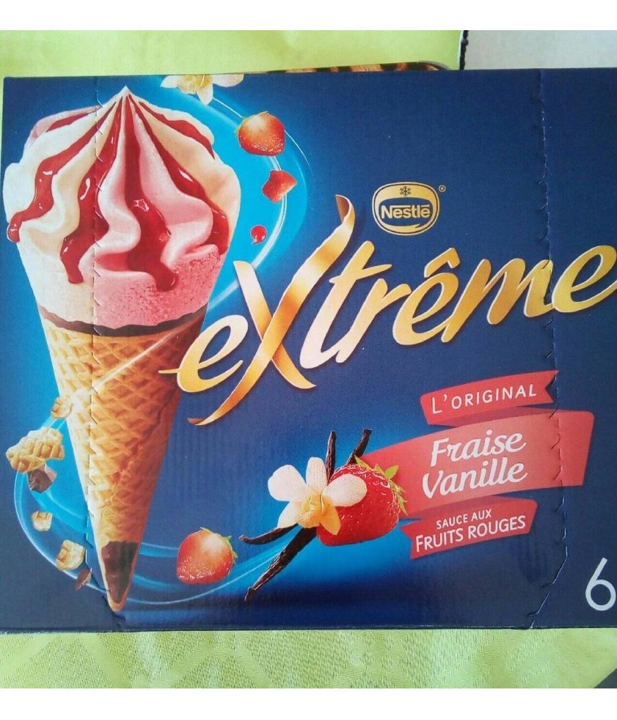 GLACE CONE FRAISE-VANILLE SAUCE AUX FRUITS ROUGES EXTREME BY NESTLE 426G