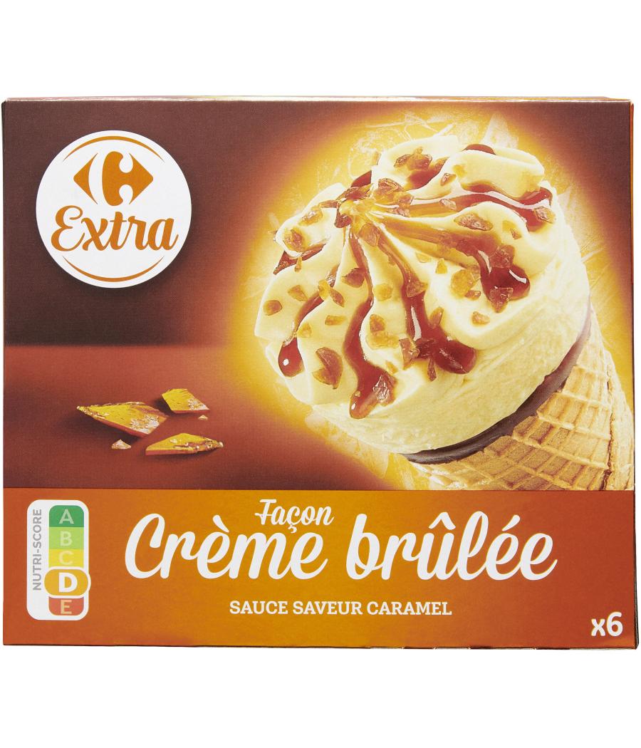 GLACE CONE SAVEUR CREME BRULEE  SAUCE CARAMELISE CARREFOUR 396G