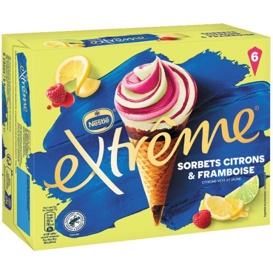 SORBETS CITRONS FRAMBOISES EXTREME NESTLE X6 426G