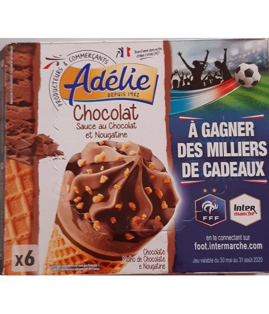 CONE CHOCOLAT SAUCE CHOCOLAT ET NOUGATINE ADELIE X6
