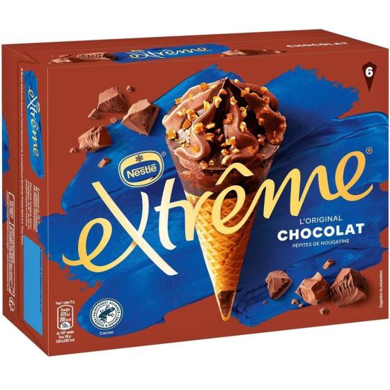 GLACE CONE  CHOCOLAT ET PEPITES DE NOUGATINE  EXTREME BY NESTLE  426G