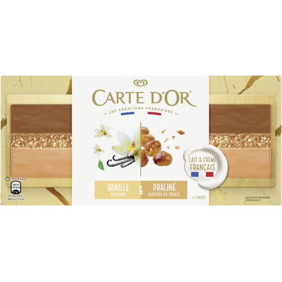 BUCHE GLACEE VANILLE BOURBON & PRALINE NOISETTE CARTE D'OR 445 G