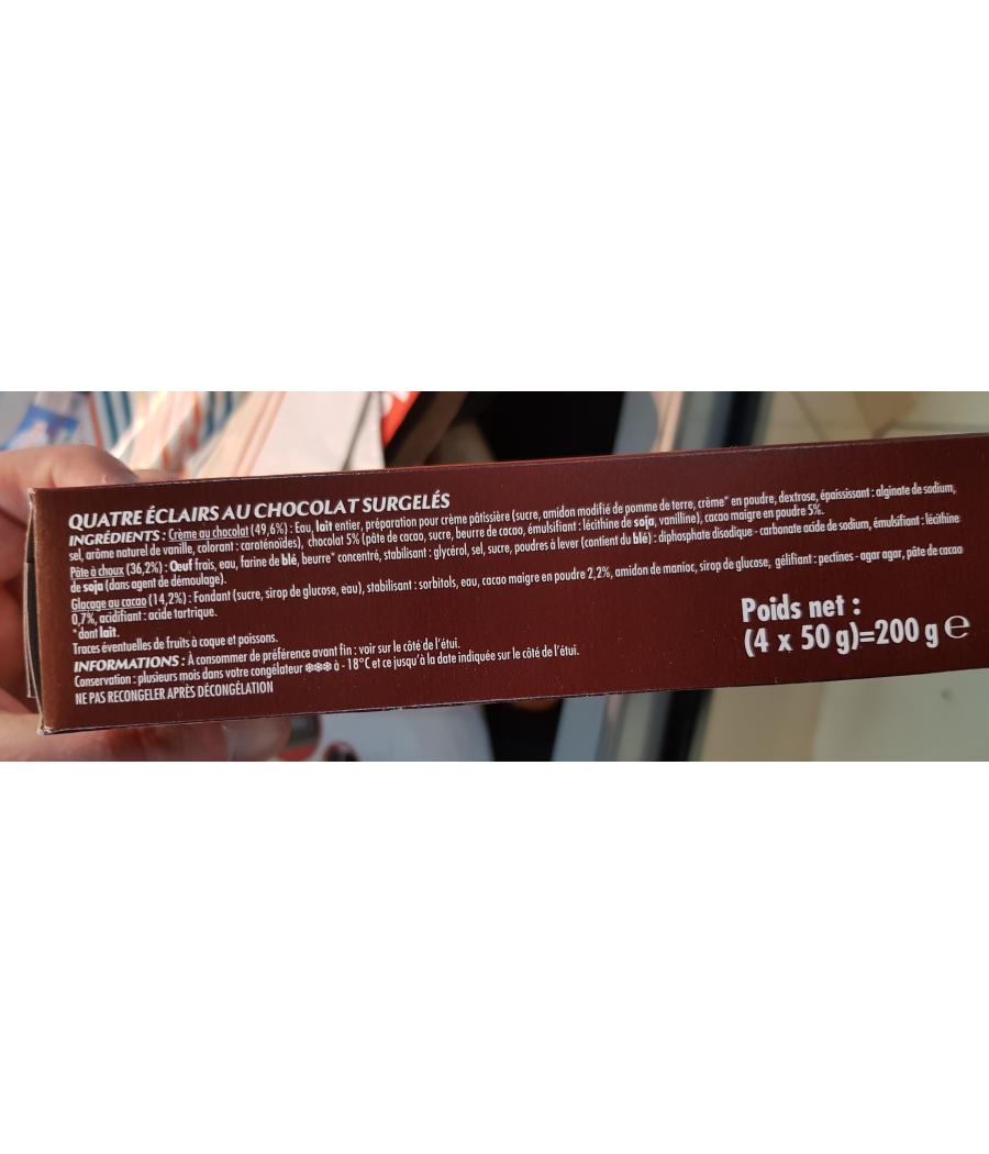 QUATRE ECLAIRS AU CHOCOLAT SURGELES 200 G