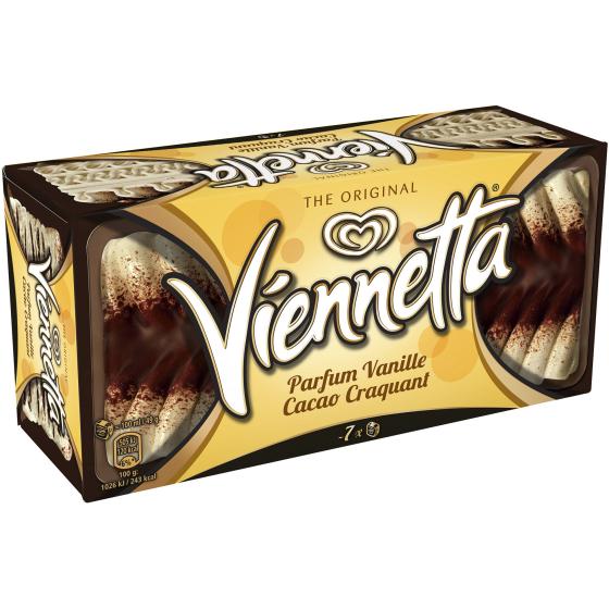 VIENNETTA DESSERT GLACE PARFUM VANILLE CACAO CRAQUANT 7 PARTS 650ML 320 G