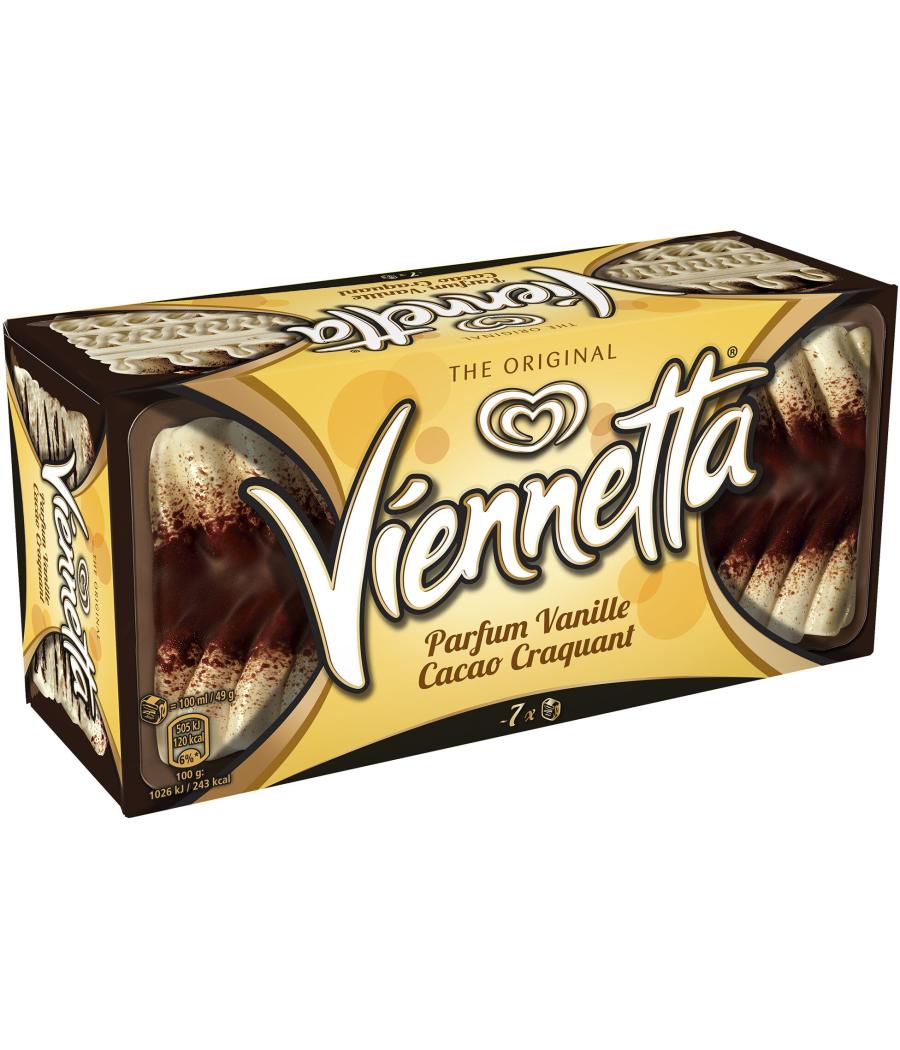 VIENNETTA DESSERT GLACE PARFUM VANILLE CACAO CRAQUANT 7 PARTS 650ML 320 G