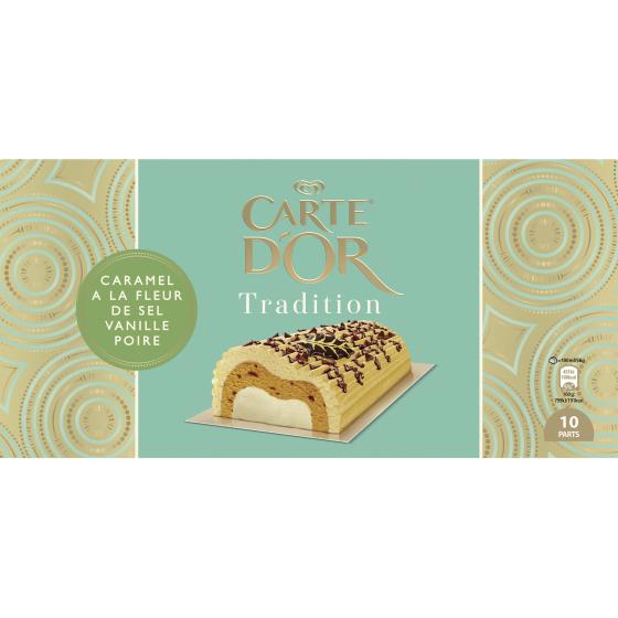 BUCHE GLACEE CARAMEL FLEUR DE SEL VANILLE POIRE CARTE D'OR 565G