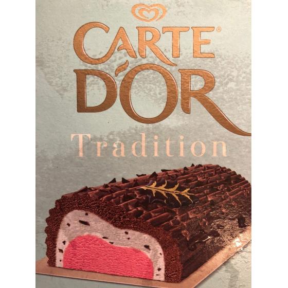BUCHE TRADITION CHOCOLAT CHANTILLY FRAMBOISES CARTE D'OR 100G