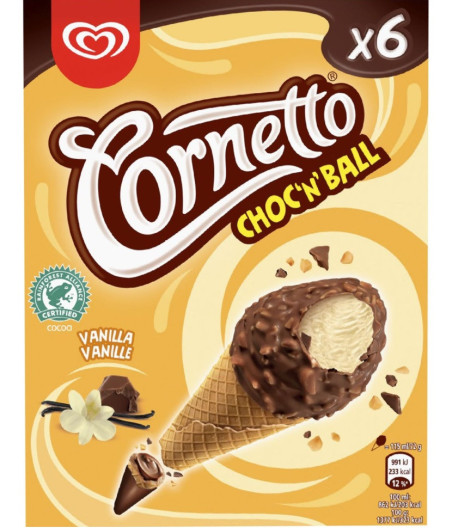 GLACE CHOC'N BALL VANILLE CORNETTO X6