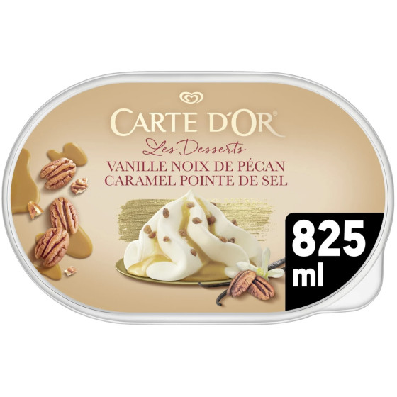 GLACE VANILLE NOIX DE PECAN CARAMEL POINTE DE SEL CARTE D'OR 825ML
