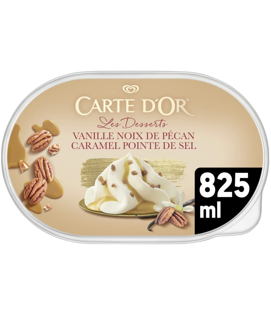 GLACE VANILLE NOIX DE PECAN CARAMEL POINTE DE SEL CARTE D'OR 825ML