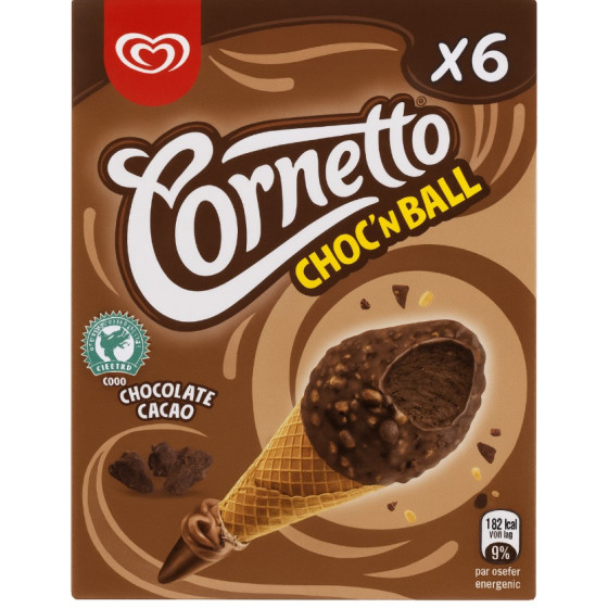 GLACE CHOK'N BALL CACAO CORNETTO X6