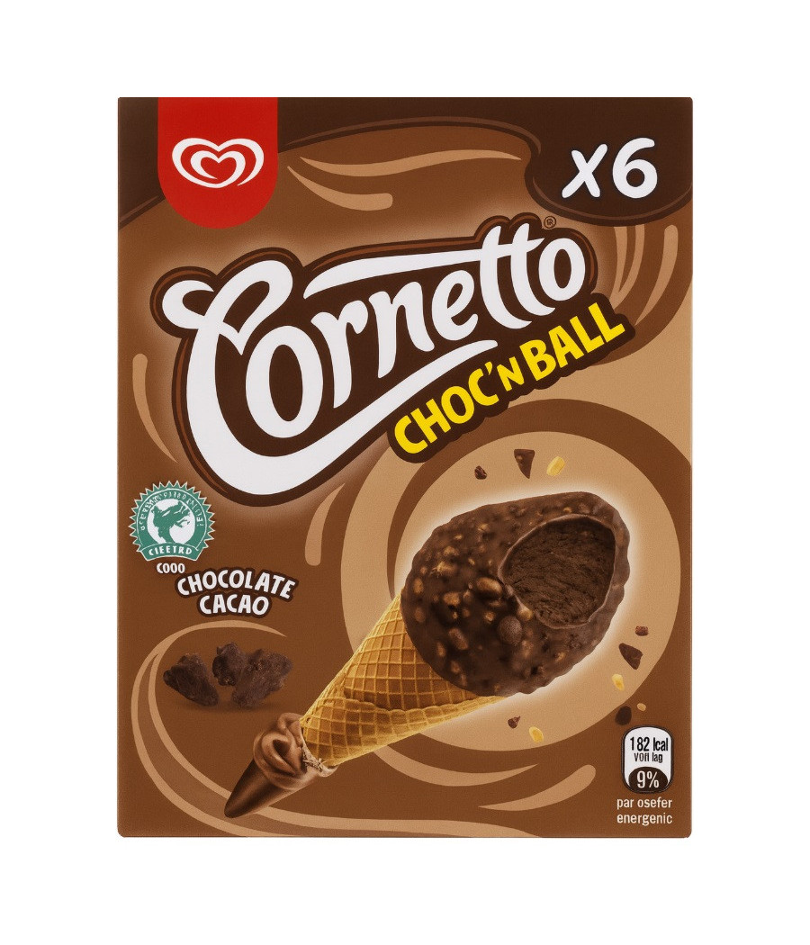 GLACE CHOK'N BALL CACAO CORNETTO X6