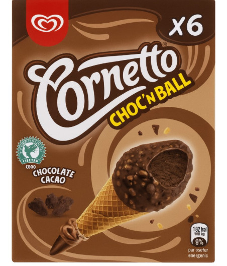 GLACE CHOK'N BALL CACAO CORNETTO X6