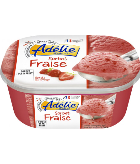 SORBET FRAISE AVEC MORCEAUX DE FRAISE ADELIE 1L