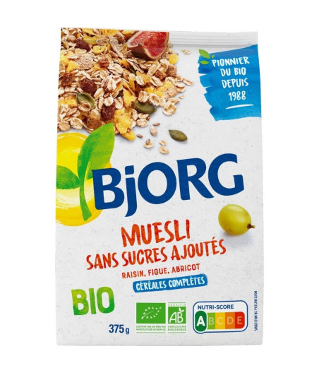 MUESLI RAISIN, FIGUE, ABRICOT BJORG 375G