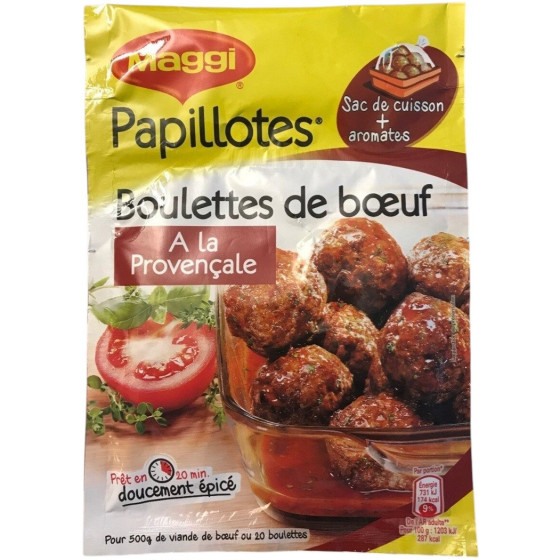PAPILLOTTES BOULETTES DE BOEUF A LA PROVENCALE MAGGI 100G