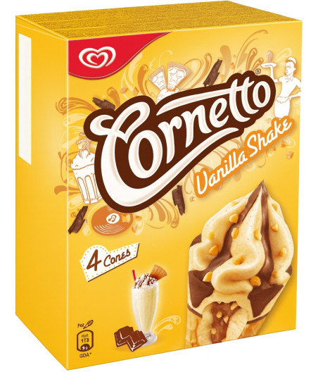 GLACE CORNETTO VANILLA SHAKE 4X220G