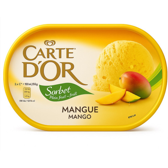 Sorbet, CARTE D'OR  Plein fruit-Vol fruit, MANGUE MANGO 650 G