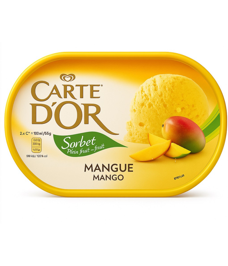 Sorbet, CARTE D'OR  Plein fruit-Vol fruit, MANGUE MANGO 650 G