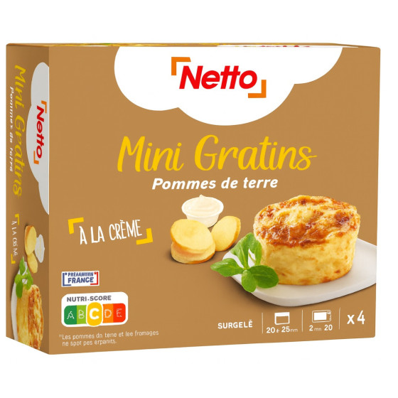 4 MINI GRATIN DE POMME DE TERRE NETTO 480G