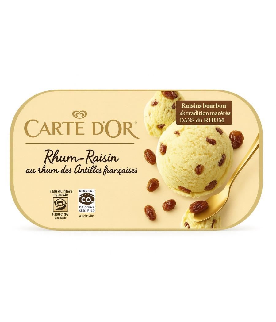 Glace en Bac CARTE D'OR Rhum Raisins 394G