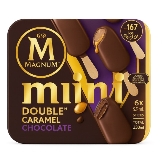 BATONNET GLACE MAGNUM MINI DOUBLE CARAMEL CHOCOLAT 6 X 283 G