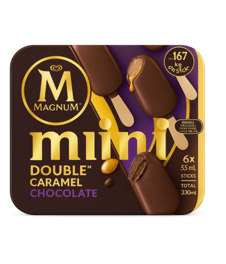 BATONNET GLACE MAGNUM MINI DOUBLE CARAMEL CHOCOLAT 6 X 283 G
