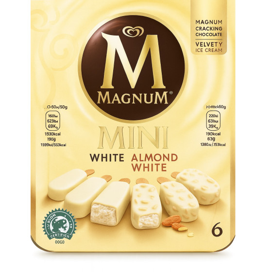 MINI BATONNET GLACE MAGNUM  CHOCOLAT BLANC AMANDE 6X50 G