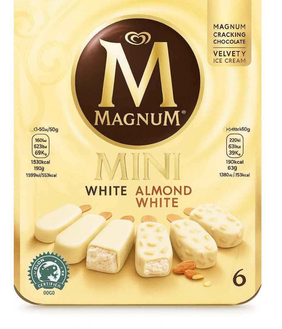 MINI BATONNET GLACE MAGNUM  CHOCOLAT BLANC AMANDE 6X50 G