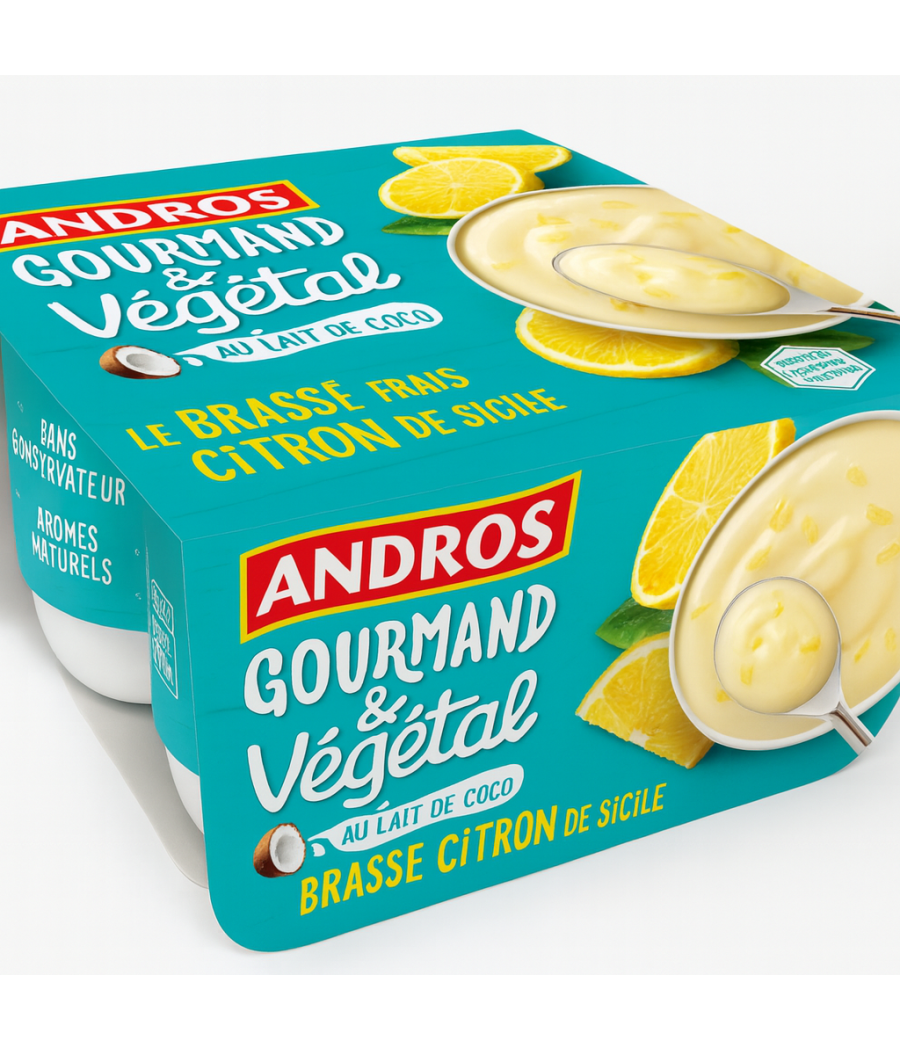 DESSERT VEGETAL BRASSE AU LAIT DE COCO ET AU CITRON ANDROS 100G