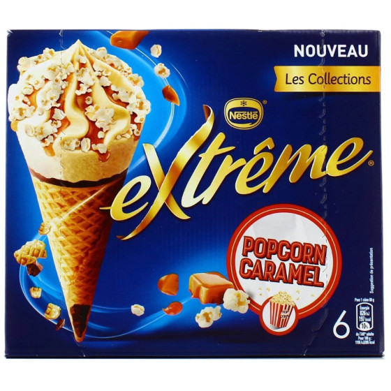 GLACE POPCORN CARAMEL EXTREME NESTLE X6 414G