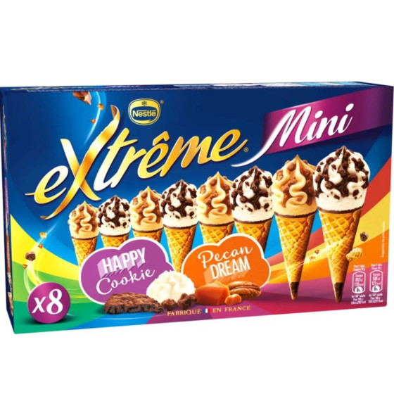 GLACE MINI CONES COOKIES PECAN EXTREME NESTLE X8 312G