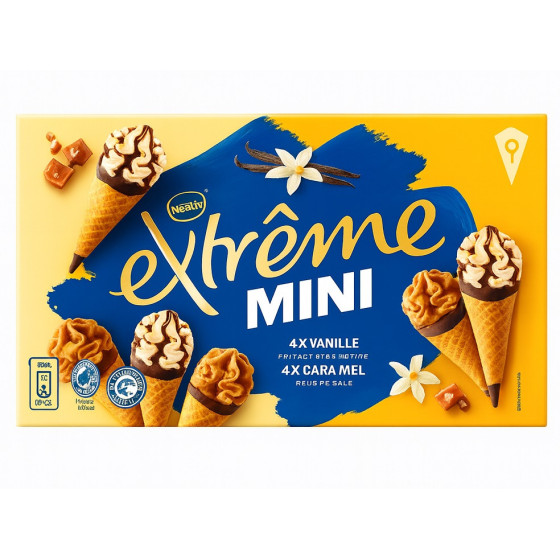 GLACE MINI CONES CARAMEL VANILLE EXTREME NESTLE 8X 312G