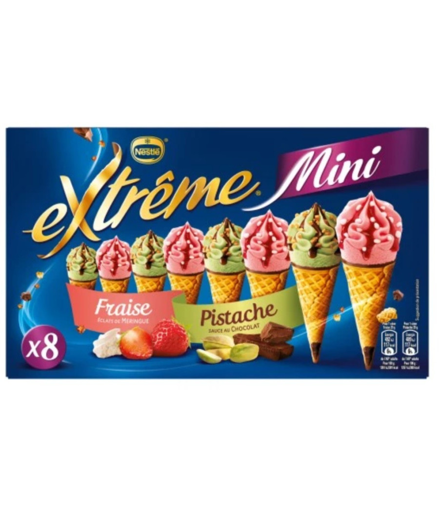 EXTREME MINI CONES  FRAISE PISTACHE X8