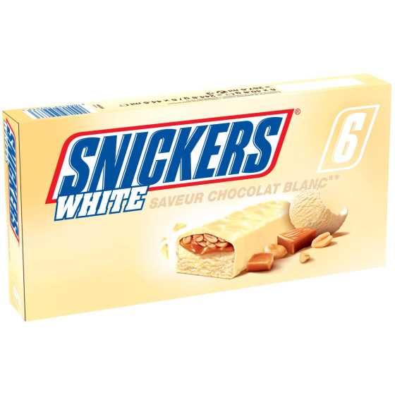 BARRE GLACEE CHOCOLAT BLANC SNICKERS X6 240G