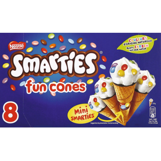 GLACES CORNETS SMARTIES NESTLE X8 312G